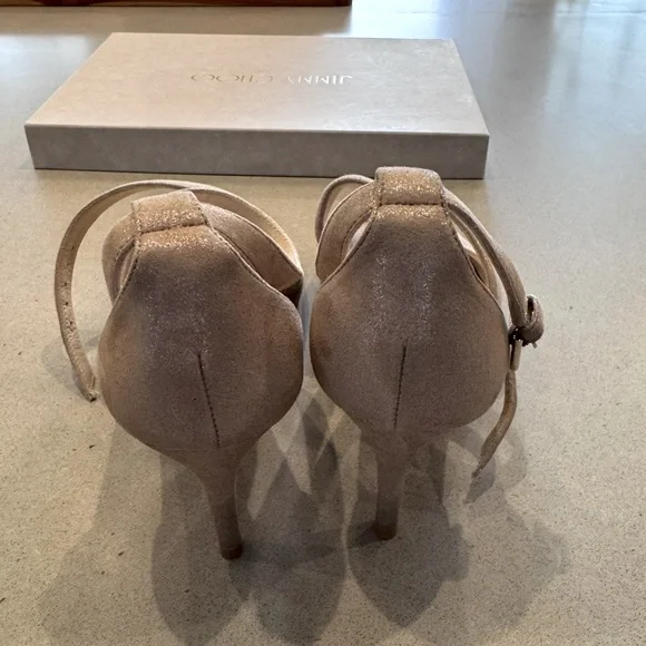 Jimmy Choo Emily 65mm Size: 38 Color: Shimmer Suede Sand - Picture 4 of 9